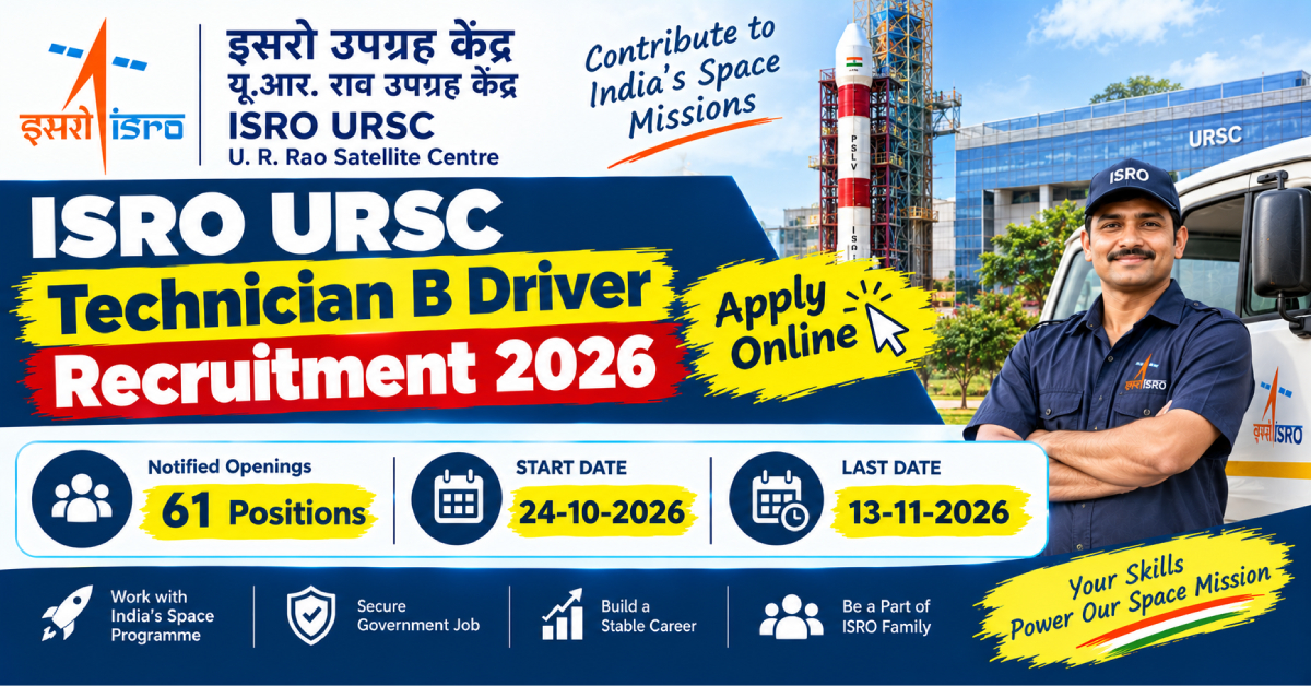 ISRO URSC Technician B Driver Recruitment 2026 Apply Online